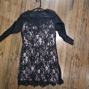 Moda International Black Lace Long Sleeve Dress